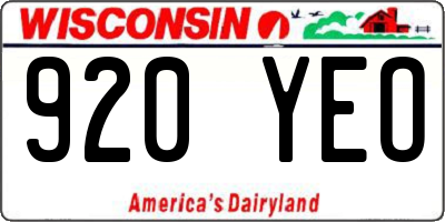 WI license plate 920YEO