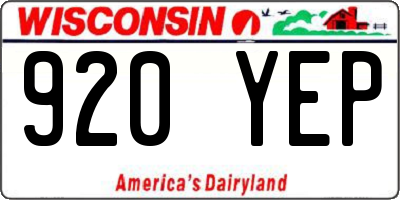 WI license plate 920YEP