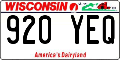 WI license plate 920YEQ