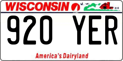 WI license plate 920YER