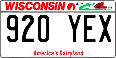 WI license plate 920YEX