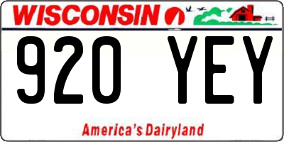 WI license plate 920YEY