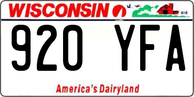 WI license plate 920YFA