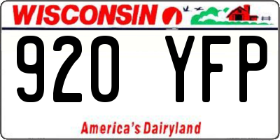WI license plate 920YFP