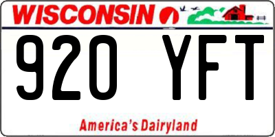 WI license plate 920YFT