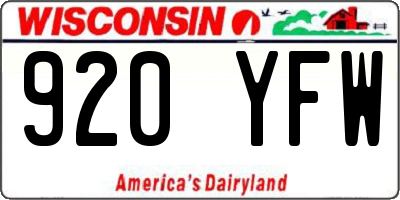 WI license plate 920YFW