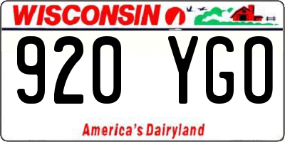 WI license plate 920YGO