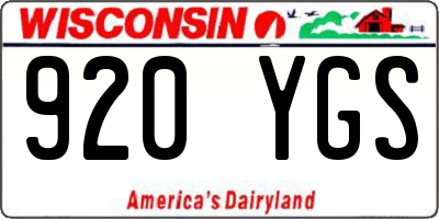 WI license plate 920YGS