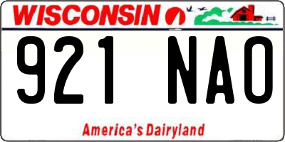 WI license plate 921NAO