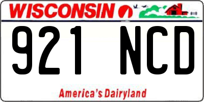 WI license plate 921NCD