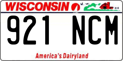 WI license plate 921NCM