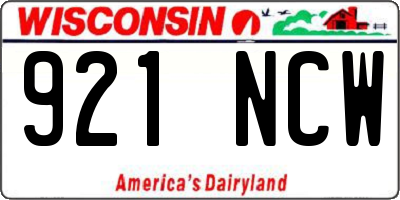 WI license plate 921NCW