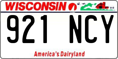 WI license plate 921NCY