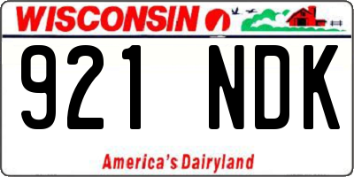 WI license plate 921NDK