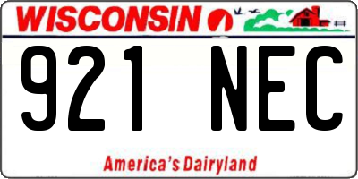 WI license plate 921NEC