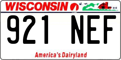 WI license plate 921NEF