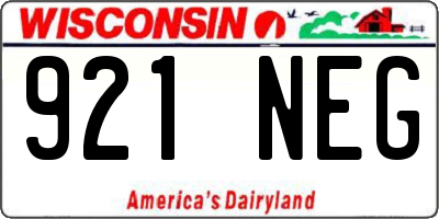 WI license plate 921NEG