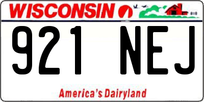 WI license plate 921NEJ