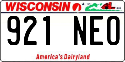 WI license plate 921NEO