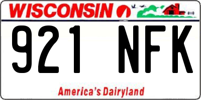 WI license plate 921NFK