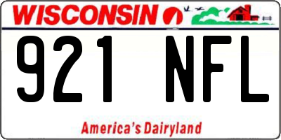 WI license plate 921NFL