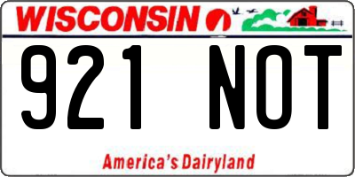 WI license plate 921NOT