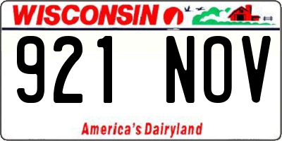 WI license plate 921NOV