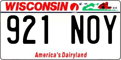 WI license plate 921NOY