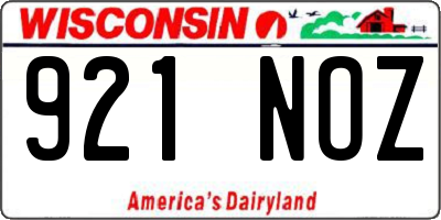 WI license plate 921NOZ