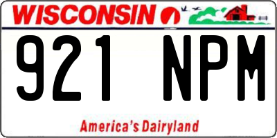 WI license plate 921NPM