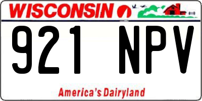 WI license plate 921NPV