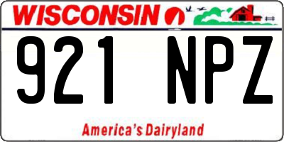 WI license plate 921NPZ