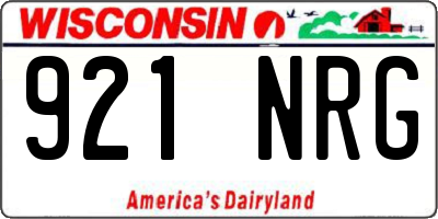 WI license plate 921NRG