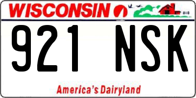 WI license plate 921NSK
