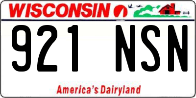 WI license plate 921NSN