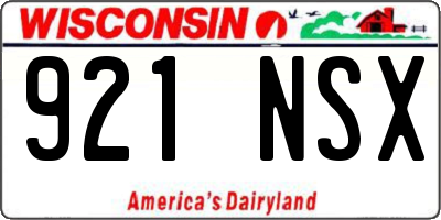 WI license plate 921NSX