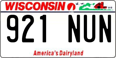WI license plate 921NUN