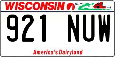 WI license plate 921NUW