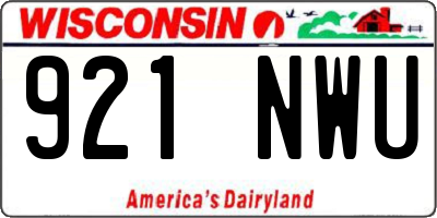 WI license plate 921NWU