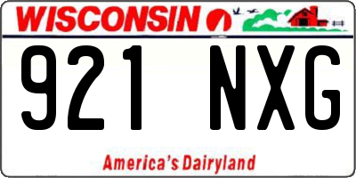 WI license plate 921NXG