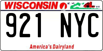 WI license plate 921NYC