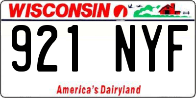 WI license plate 921NYF