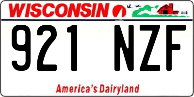 WI license plate 921NZF