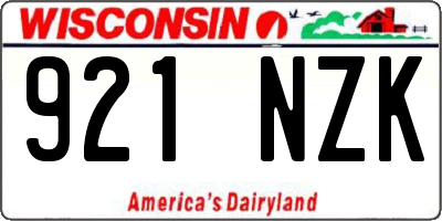 WI license plate 921NZK