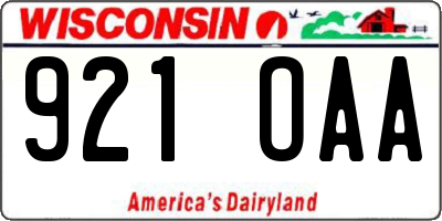 WI license plate 921OAA