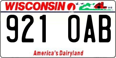WI license plate 921OAB