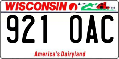 WI license plate 921OAC
