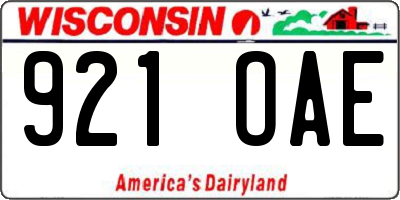 WI license plate 921OAE