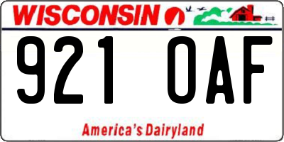 WI license plate 921OAF