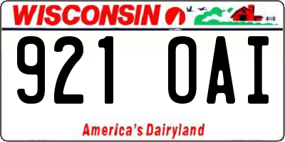 WI license plate 921OAI